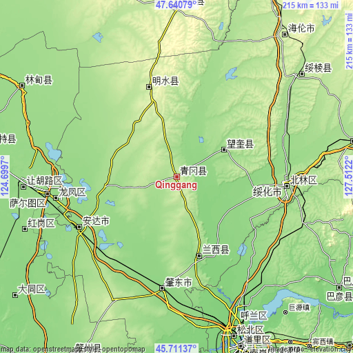 Topographic map of Qinggang