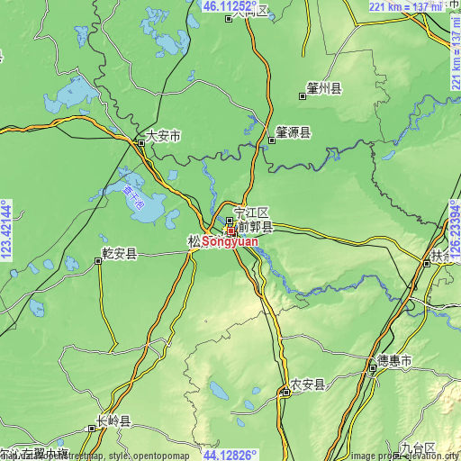 Topographic map of Songyuan