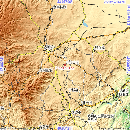 Topographic map of Pingzhuang