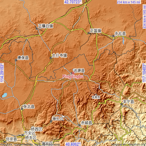 Topographic map of Pingdingbu