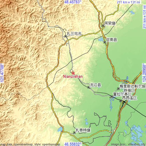 Topographic map of Nianzishan