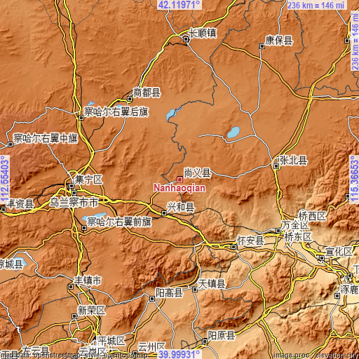 Topographic map of Nanhaoqian