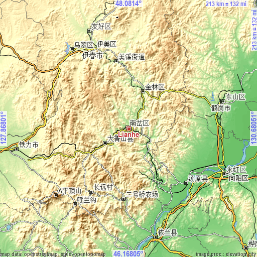 Topographic map of Lianhe