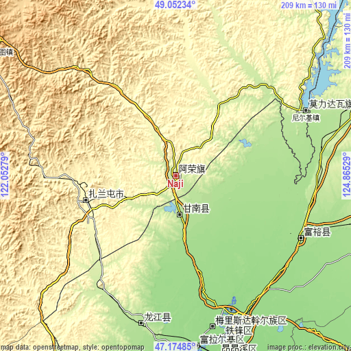 Topographic map of Naji