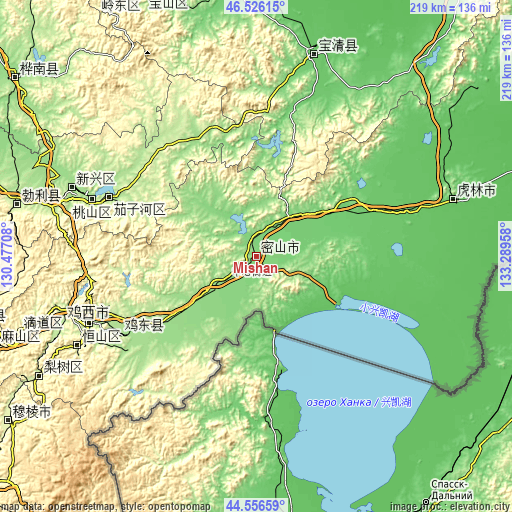 Topographic map of Mishan