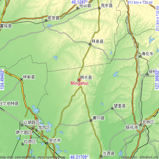 Topographic map of Mingshui