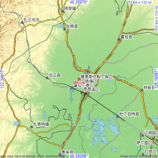 Topographic map of Meilisi