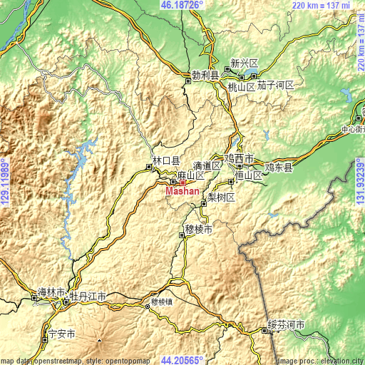 Topographic map of Mashan