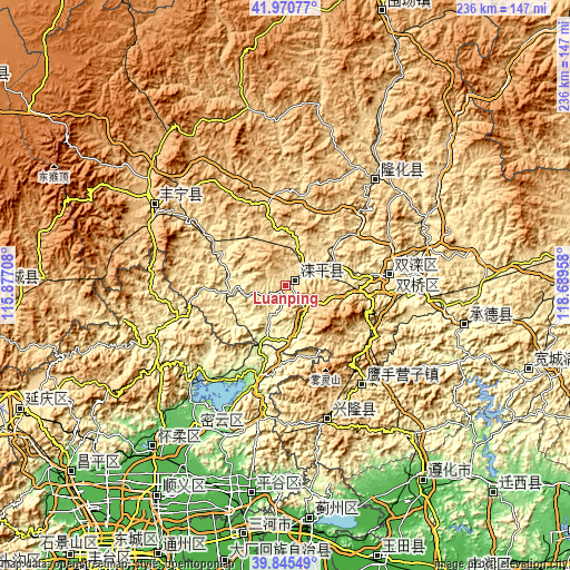 Topographic map of Luanping