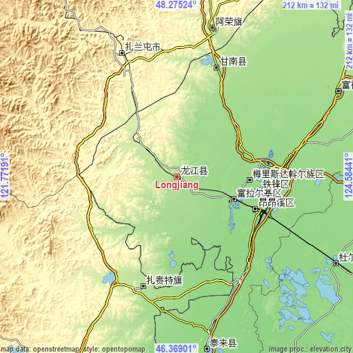 Topographic map of Longjiang