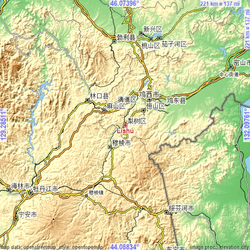 Topographic map of Lishu