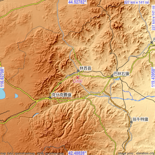 Topographic map of Linxi