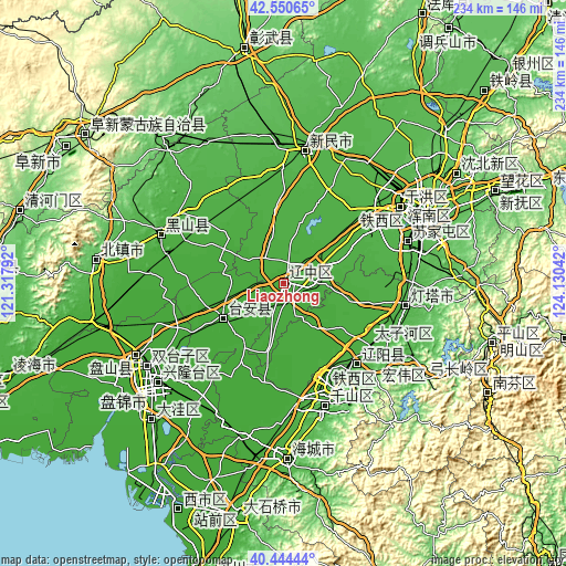 Topographic map of Liaozhong