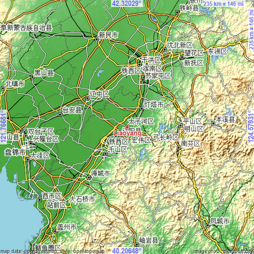 Topographic map of Liaoyang