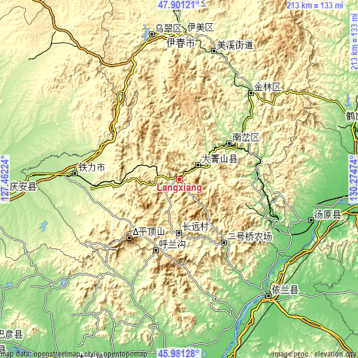 Topographic map of Langxiang