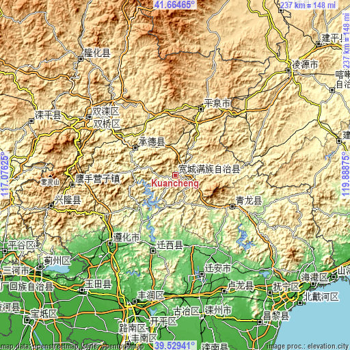 Topographic map of Kuancheng