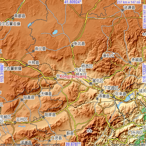 Topographic map of Kongjiazhuang