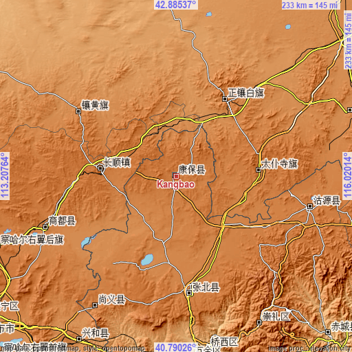 Topographic map of Kangbao