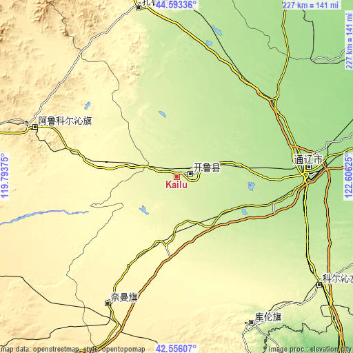 Topographic map of Kailu
