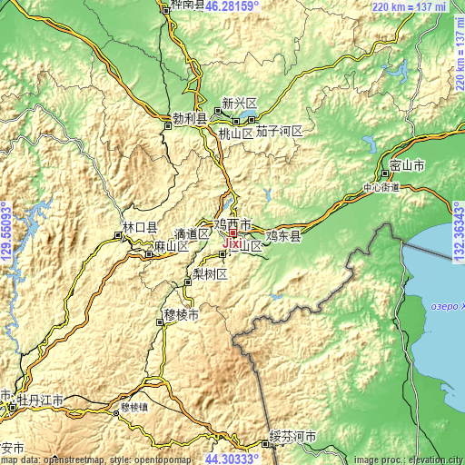 Topographic map of Jixi