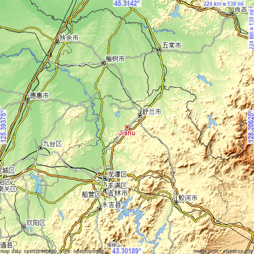 Topographic map of Jishu