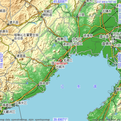 Topographic map of Lianshan