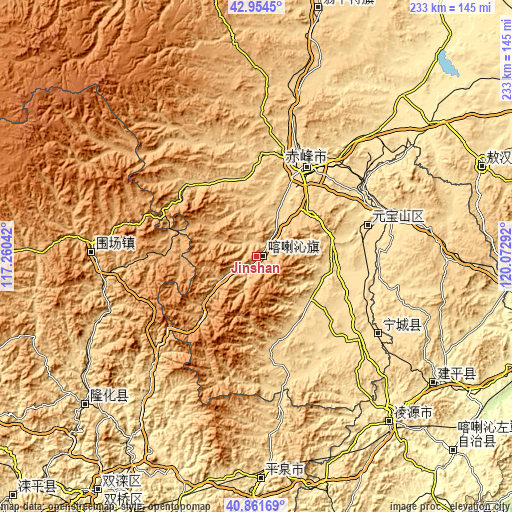 Topographic map of Jinshan