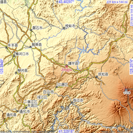 Topographic map of Jingyu