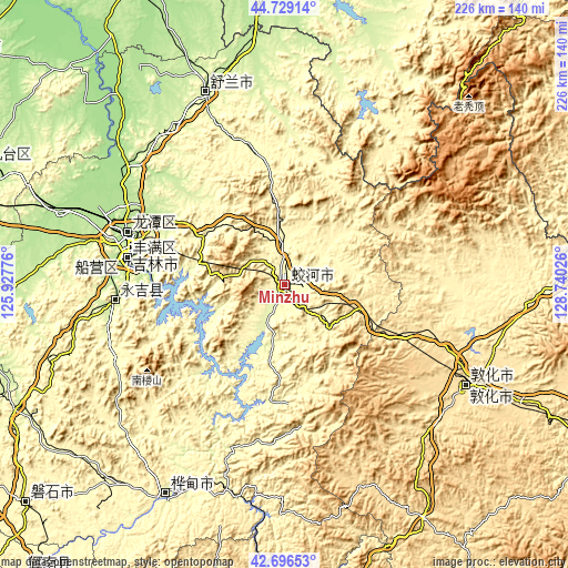 Topographic map of Minzhu