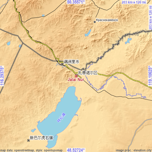 Topographic map of Jalai Nur