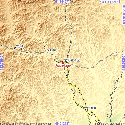 Topographic map of Jiagedaqi