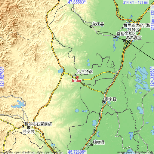 Topographic map of Inder