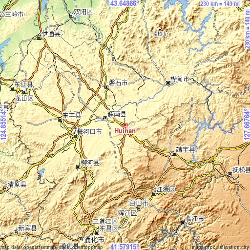 Topographic map of Huinan