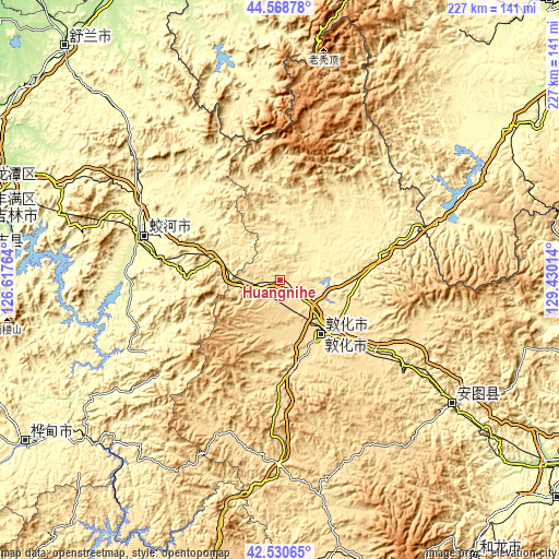 Topographic map of Huangnihe