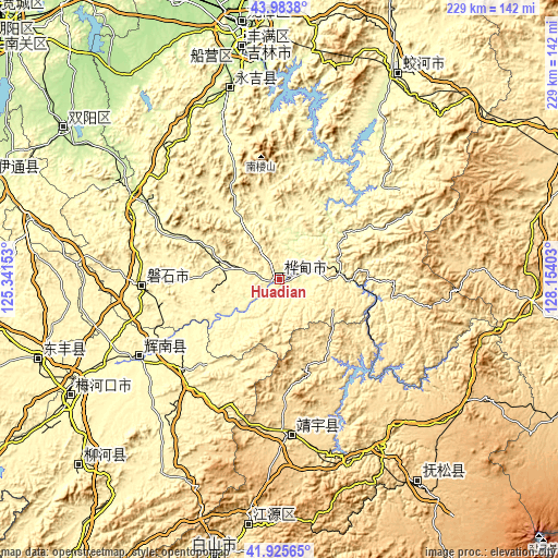 Topographic map of Huadian