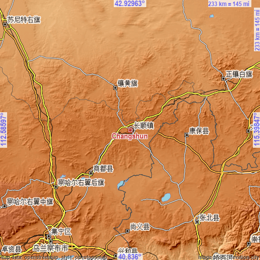 Topographic map of Changshun