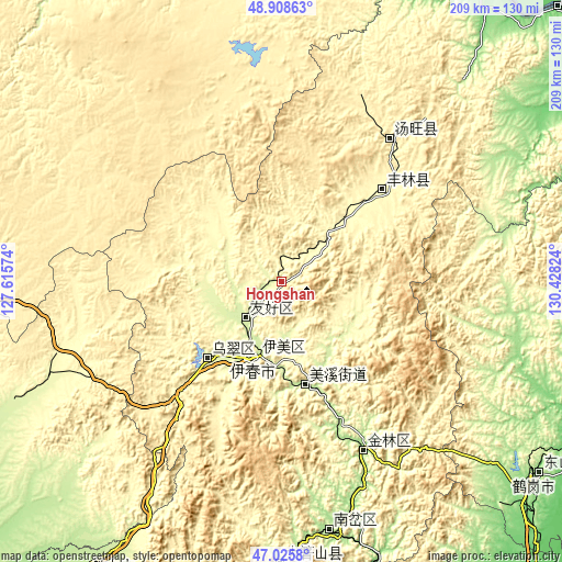Topographic map of Hongshan