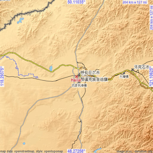 Topographic map of Hailar