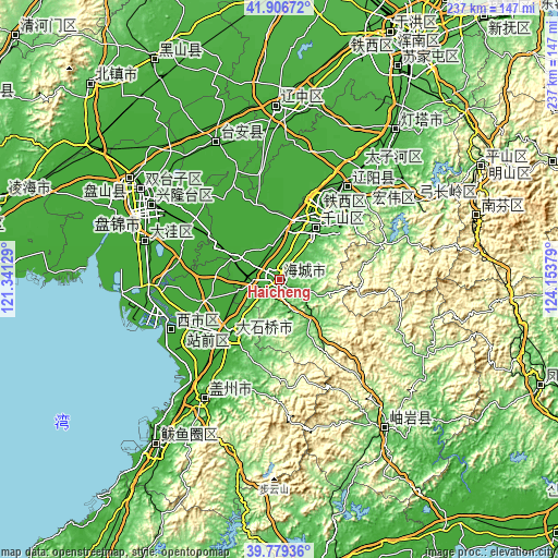 Topographic map of Haicheng