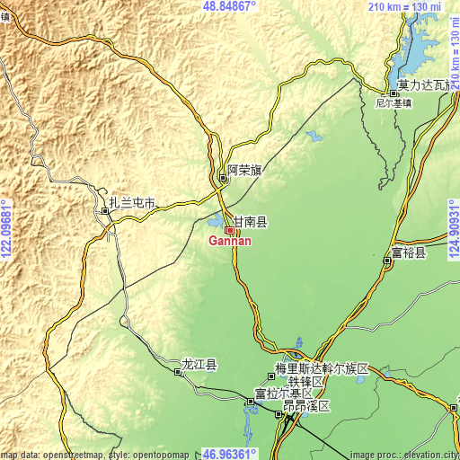 Topographic map of Gannan