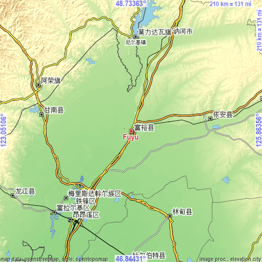 Topographic map of Fuyu