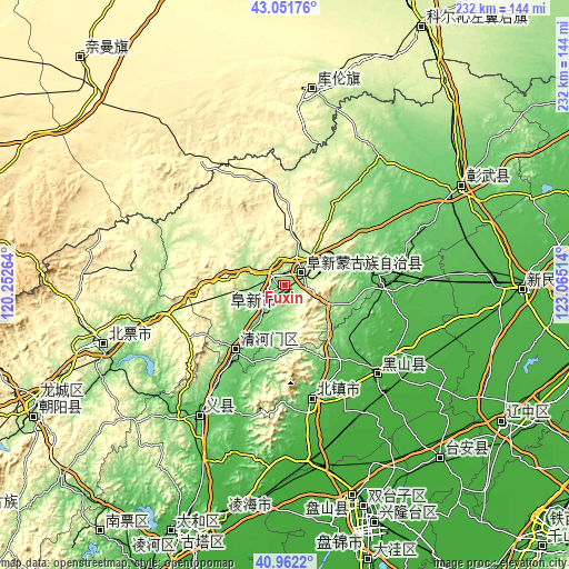 Topographic map of Fuxin
