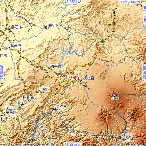 Topographic map of Fusong