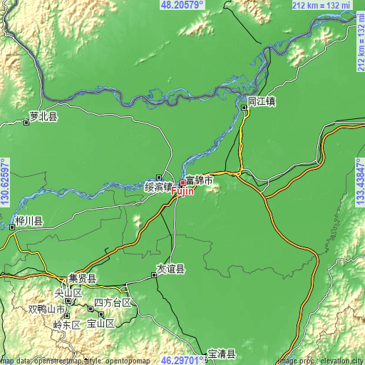 Topographic map of Fujin