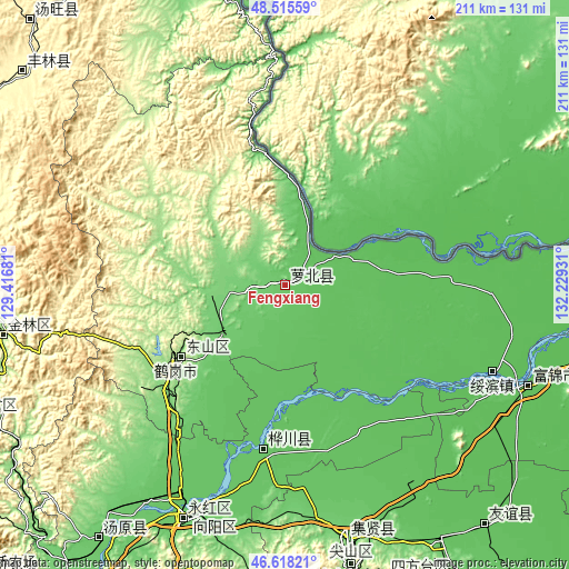 Topographic map of Fengxiang
