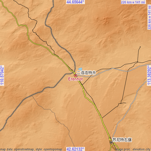 Topographic map of Erenhot