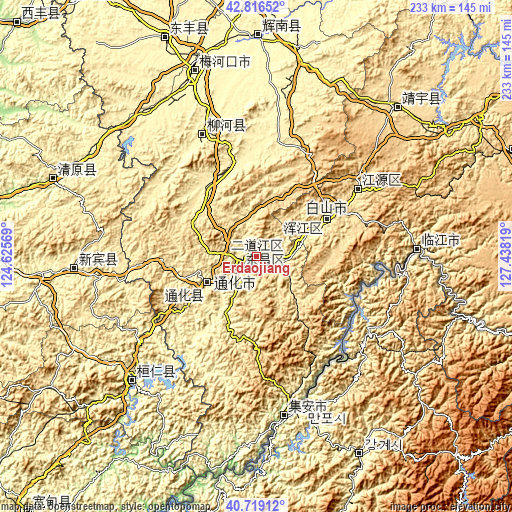 Topographic map of Erdaojiang