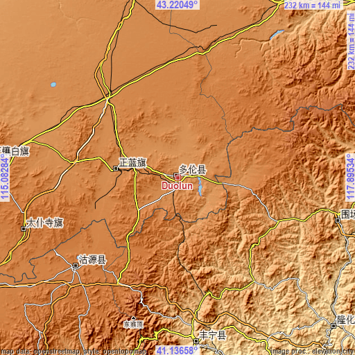 Topographic map of Duolun