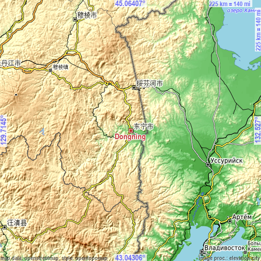 Topographic map of Dongning