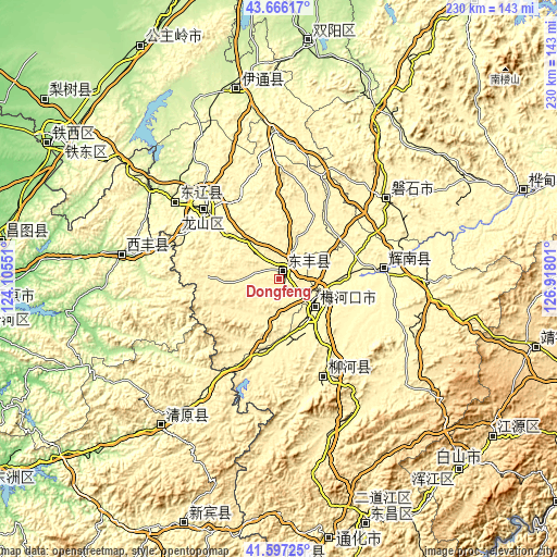 Topographic map of Dongfeng